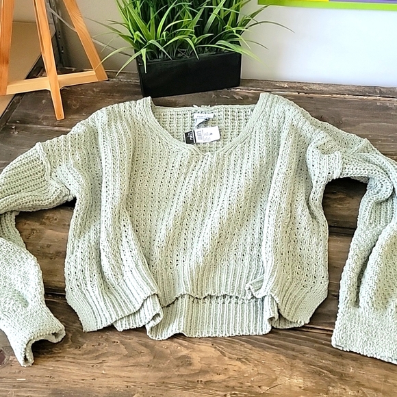 Nwt Rue21 Soft V Neck Crop Oversized Knit Sweater - Picture 1 of 7